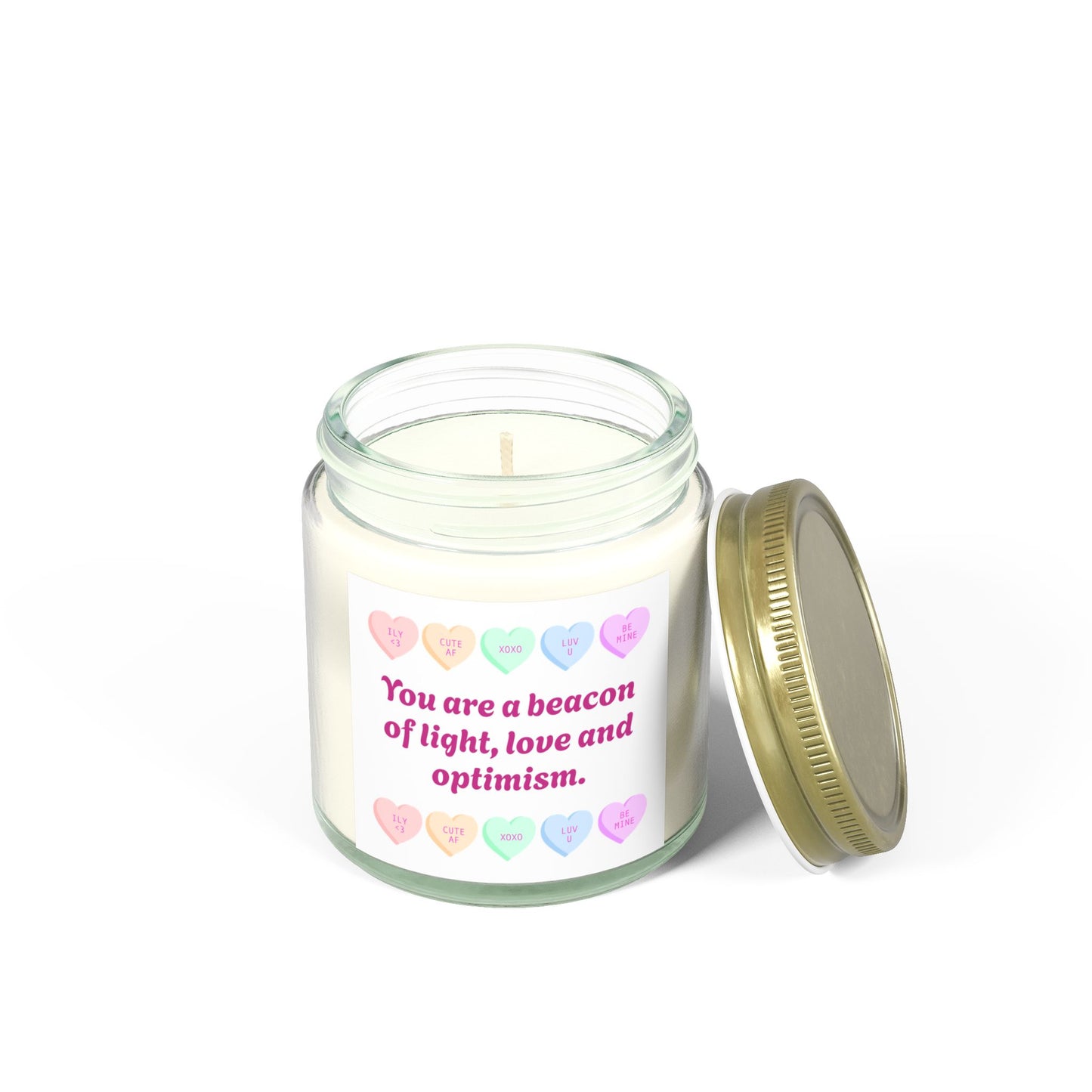 Inspirational Scented Candle - 'Beacon of Light, Love, and Optimism' - Coconut Apricot Wax (4oz, 9oz)