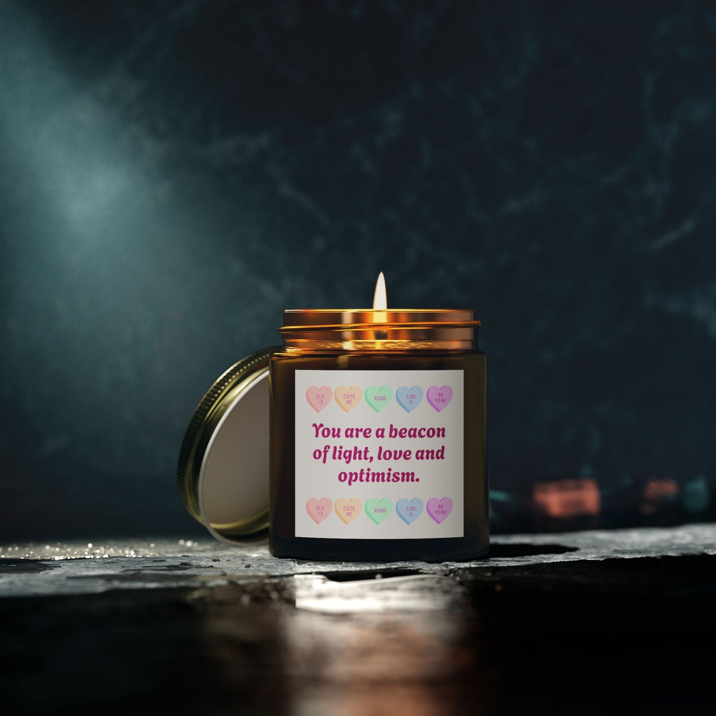 Inspirational Scented Candle - 'Beacon of Light, Love, and Optimism' - Coconut Apricot Wax (4oz, 9oz)