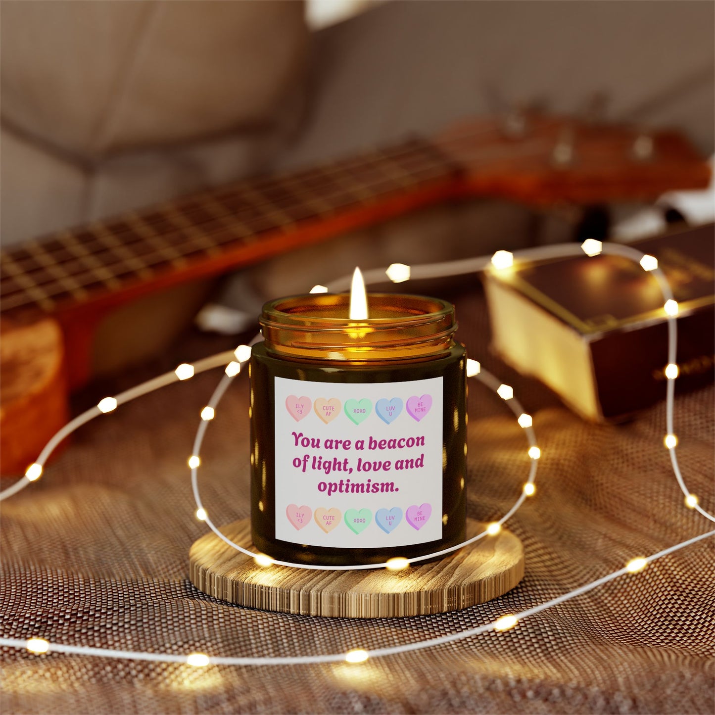 Inspirational Scented Candle - 'Beacon of Light, Love, and Optimism' - Coconut Apricot Wax (4oz, 9oz)