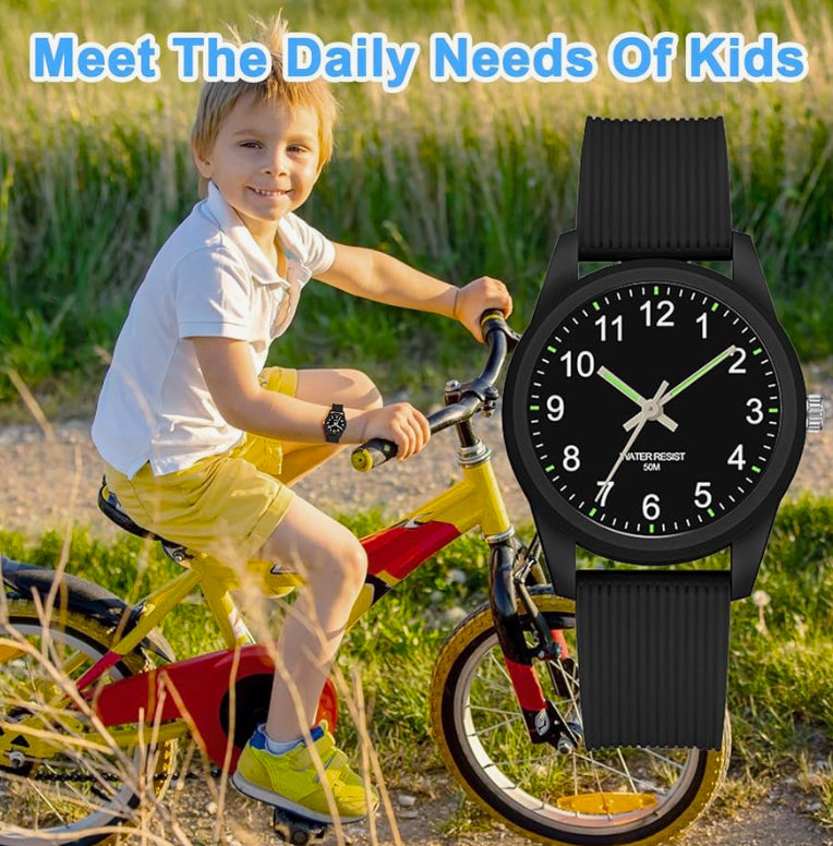 Kids Analog Watches for Girls Boys Kids Watches with Soft Band Learning Time 50M Waterproof Children Watch Easy to Read for Ages 4-12 Kids Gift